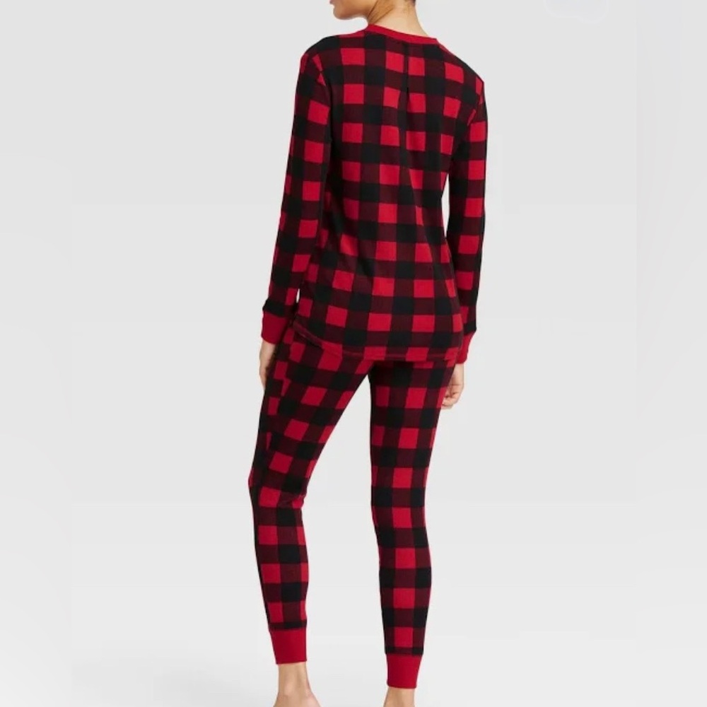 Stars Above Red Plaid Thermal Pajama Set - Picture 2 of 7